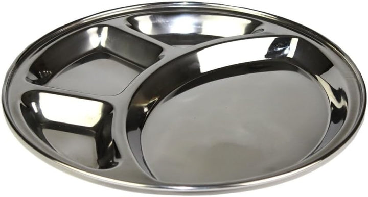 Original indischer Servierteller Thali, aus Edelstahl, 30cm Durchmesser - 4er Vorteilspaket [als 1er