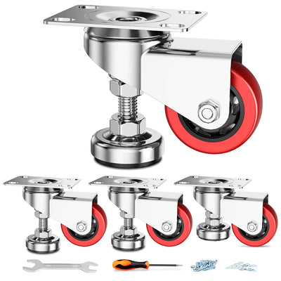 HomeGoGo Nivellierrollen mit Schwenkplatte 75mm Schwerlast Transportrollen mit Einstellbarem Stossfe