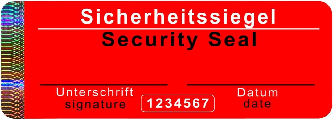 1000 Stk - Sicherheits-Siegel mit Seriennummer - 70x25mm rot, beschreibbar - Sicherheitssiegel, Qual