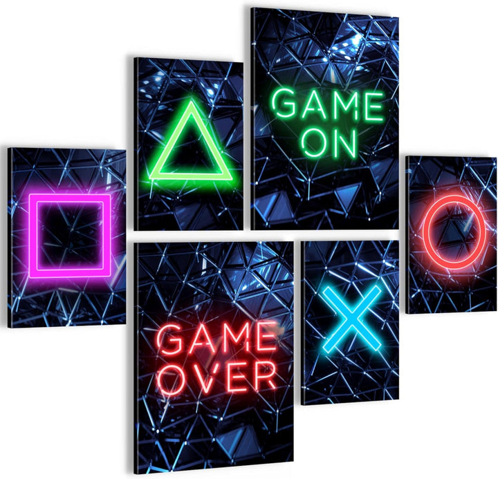 Novart Bilder Set - AUFHÄNGFERTIG - KEIN EXTRA RAHMEN BENÖTIGT - Spielkonsole Game Modern Gamer - Ki