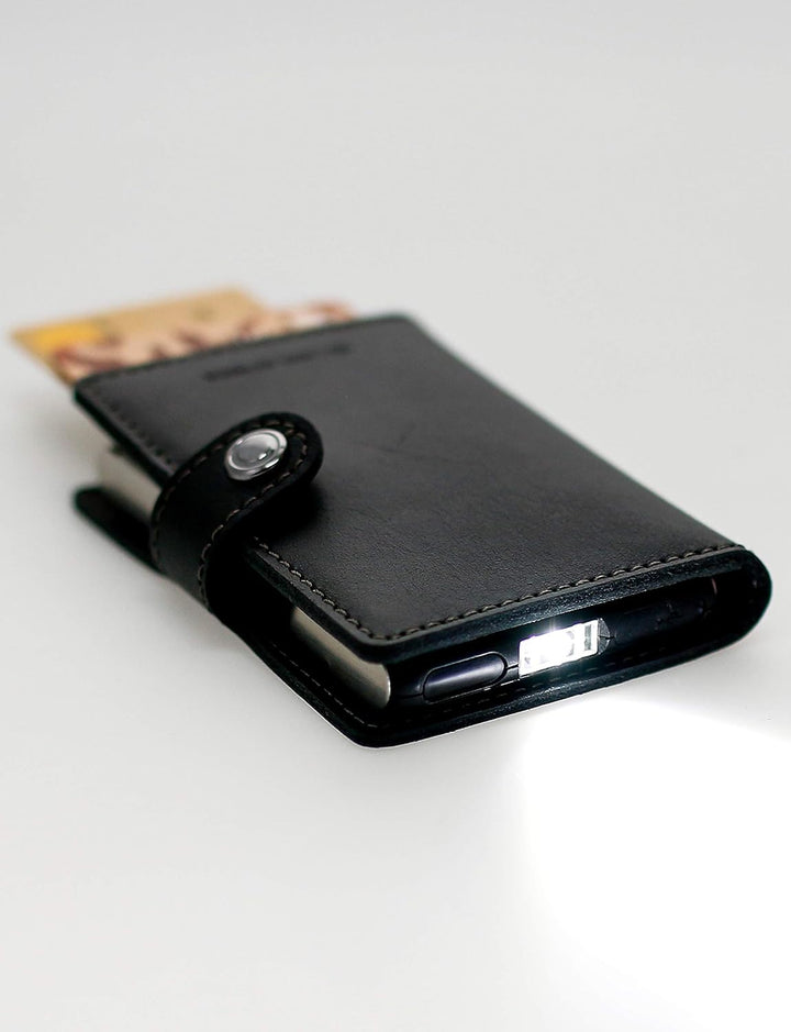 Ledlenser Lite Wallet Portemonnaie, Classic Black, integrierter RFID-Schutz, aufladbares LED-Licht,