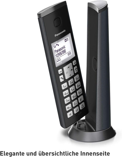 Panasonic KX-TGK220GM Design-Telefon mit Anrufbeantworter (Wecker, Haustelefon (schnurlos), HD-Telef