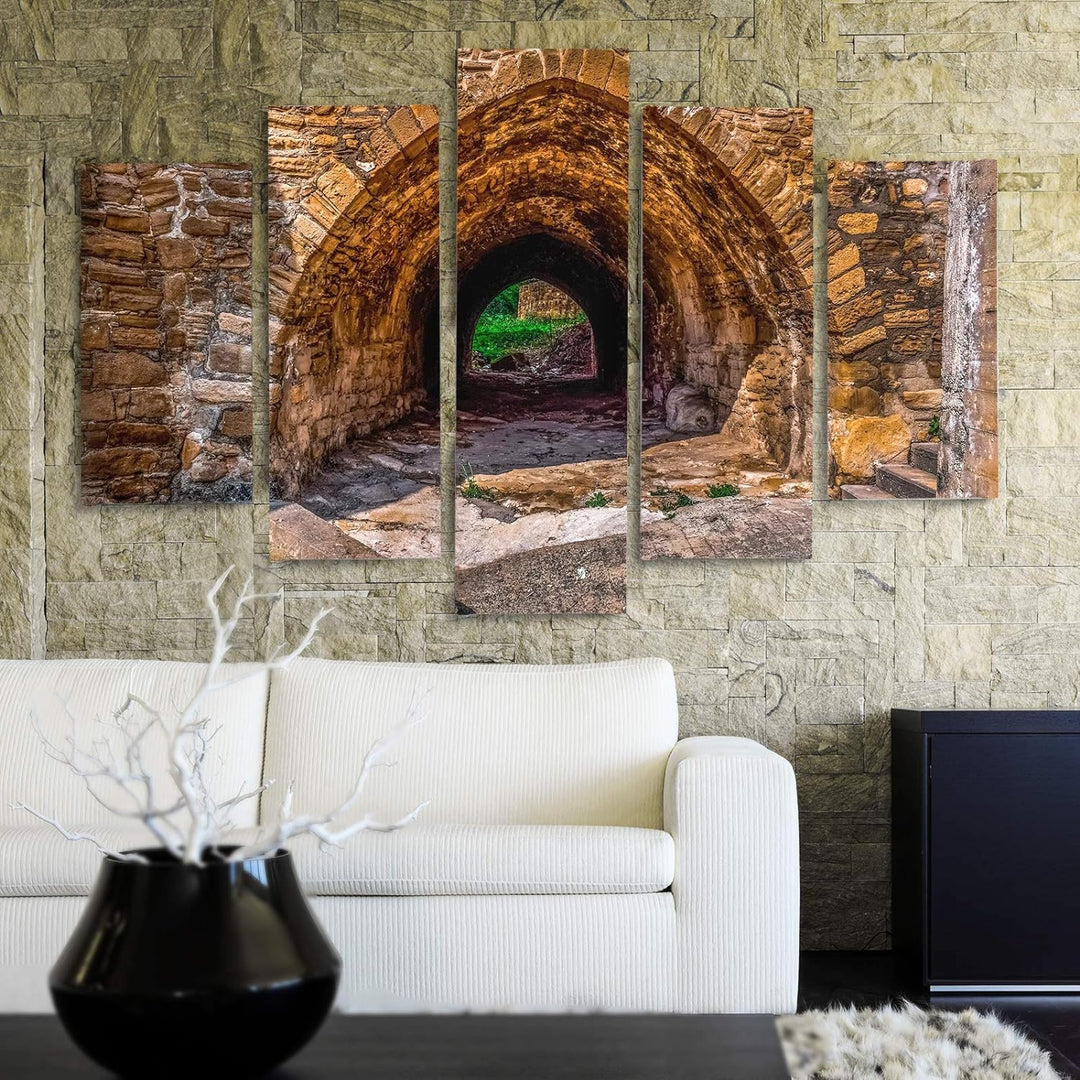 Feeby Deco Panel 5 Teilig Architektur Bilder Modern Landschaft Tunnel orange 200x100 cm Deco panel 2