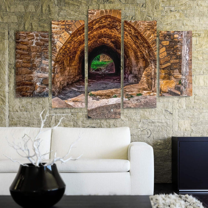 Feeby Deco Panel 5 Teilig Architektur Bilder Modern Landschaft Tunnel orange 200x100 cm Deco panel 2