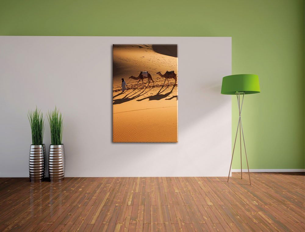 Pixxprint Kamelkarawane in der Wüste als Leinwandbild/Grösse: 100x70 / Wandbild/Kunstdruck/fertig be