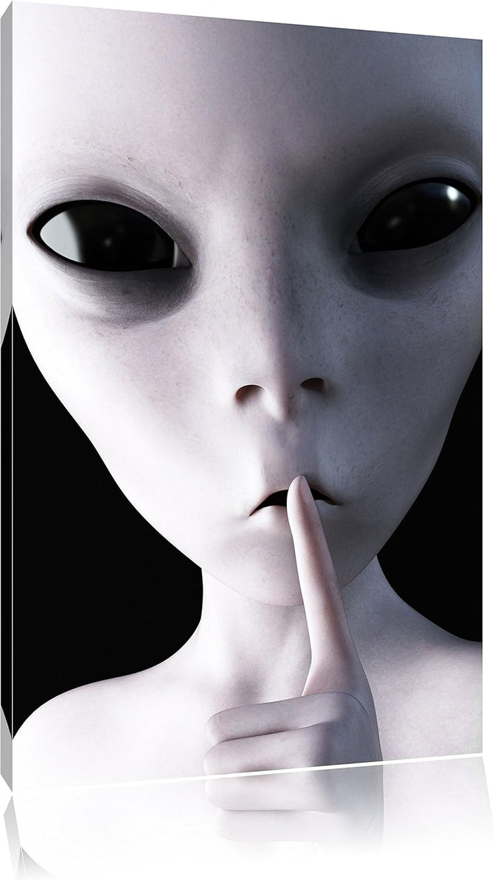 Pixxprint Alien - Nicht reden als Leinwandbild/Grösse: 100x70 cm/Wandbild/Kunstdruck/fertig bespannt