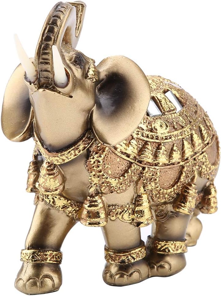 Walfront Lucky Feng Shui Golden Elefant Statue Skulptur Reichtum Figur Geschenk Home Decoration (Gol