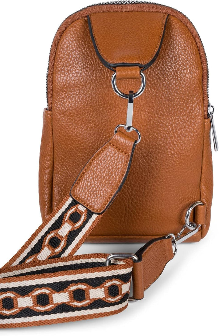 styleBREAKER Damen One Shoulder Rucksack, gemusterter Schultergurt, Einfarbige Crossbody Bag, Cityru