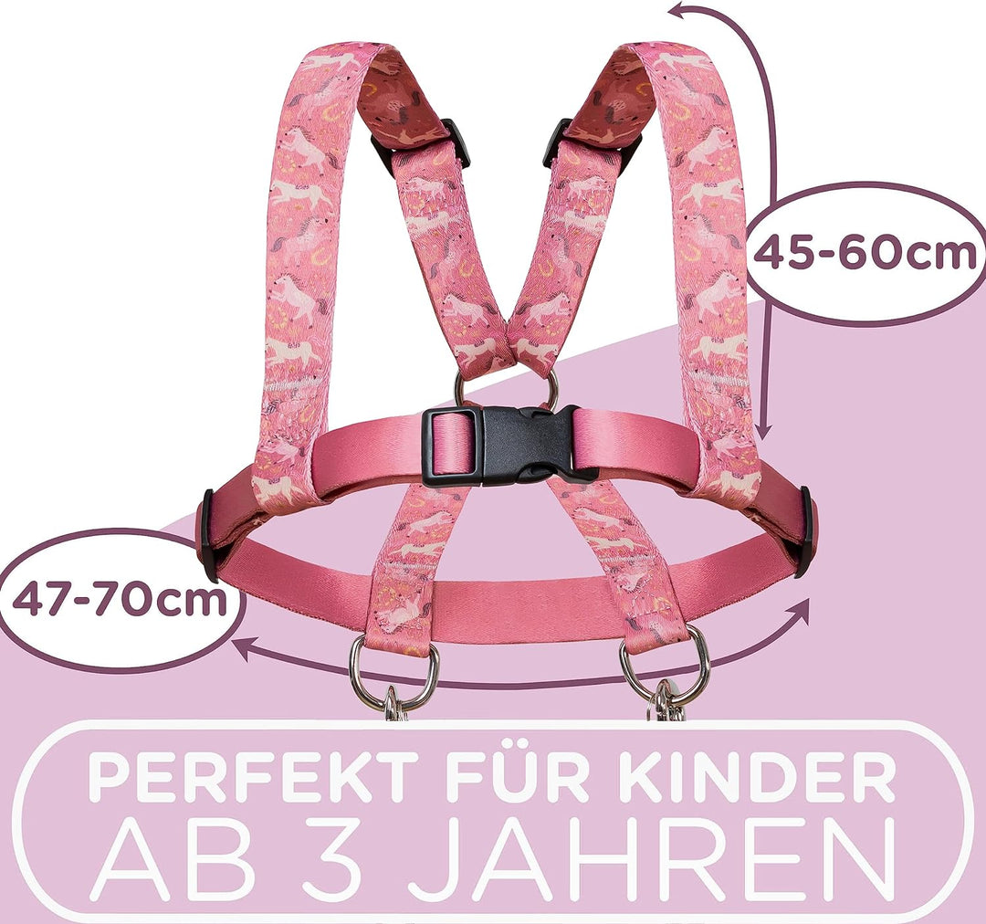 Jubi® Rosa Pferdeleine Kinder - grössenverstellbar für perfekten Sitz und Aufbewahrungsbeutel - Pfer