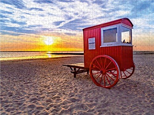 CALVENDO Puzzle Badewagen im Sonnenuntergang 1000 Teile Lege-Grösse 64 x 48 cm Foto-Puzzle Bild von