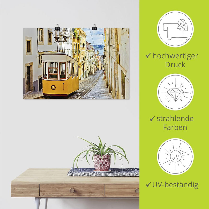 ARTland Poster Kunstdruck Wandposter Bild ohne Rahmen 90x60 cm Querformat Stadt Lissabon Strassenbah