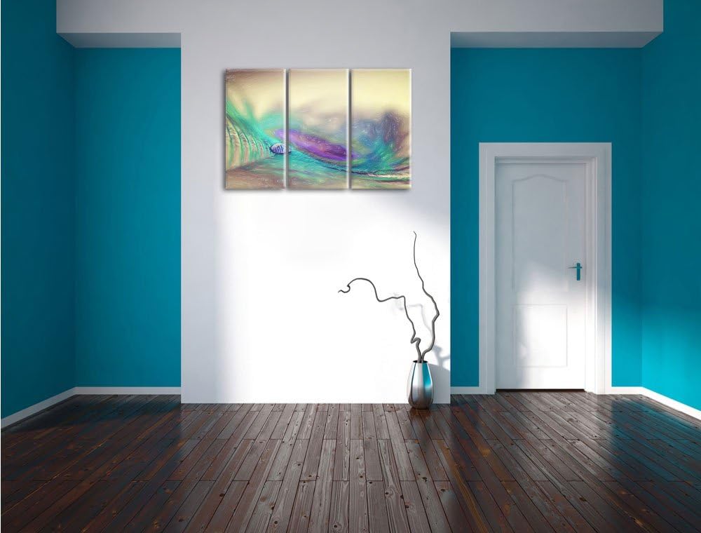 Pixxprint Pfauenfeder Detailaufnahme als Leinwandbild/Grösse: 3 Teilig (120x80) cm/Wandbild/Kunstdru