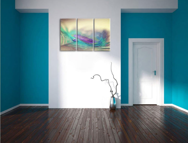 Pixxprint Pfauenfeder Detailaufnahme als Leinwandbild/Grösse: 3 Teilig (120x80) cm/Wandbild/Kunstdru