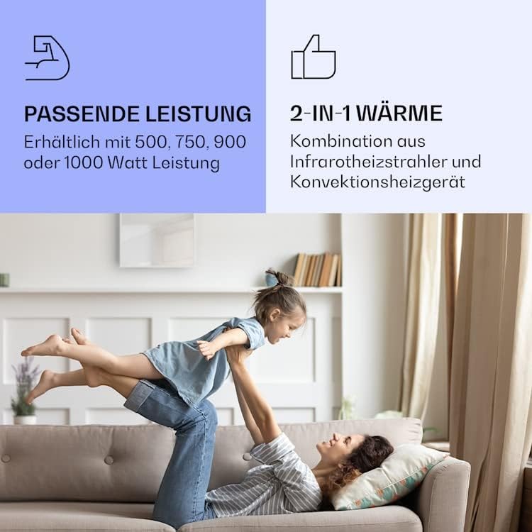 Klarstein Infrarotheizung, Infrarot Spiegelheizung Standgerät, Infrarotheizung mit Thermostat, Heizu