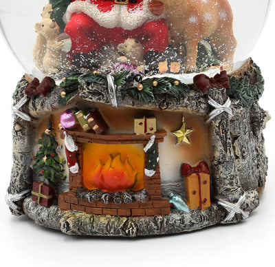 Dekohelden24 XXL Schneekugel, Weihnachtsmann mit REH und Tannenbaum, mit Sound, auf aufwendig dekori