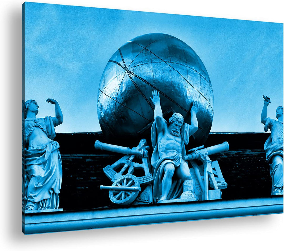 deyoli Atlas Skulptur in Vienna Österreich Format 80x60 Effekt: Monocrome Blau als Leinwandbild, Mot