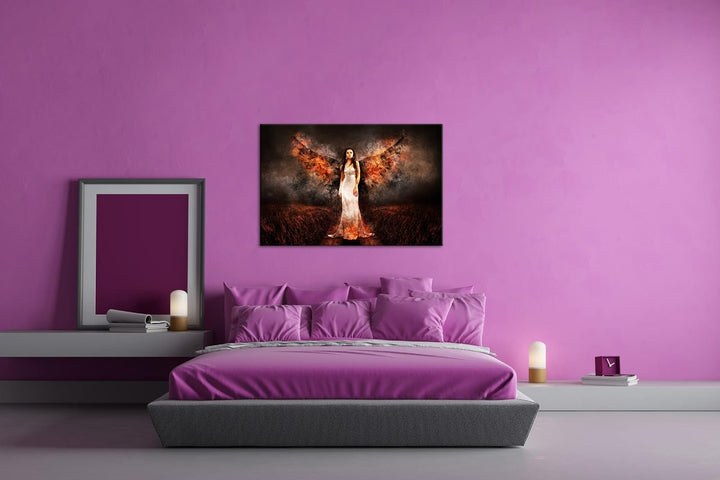 deyoli feuriger Engel Format:75x50 cm als Leinwandbild, Motiv fertig gerahmt auf Echtholzrahmen, Hoc