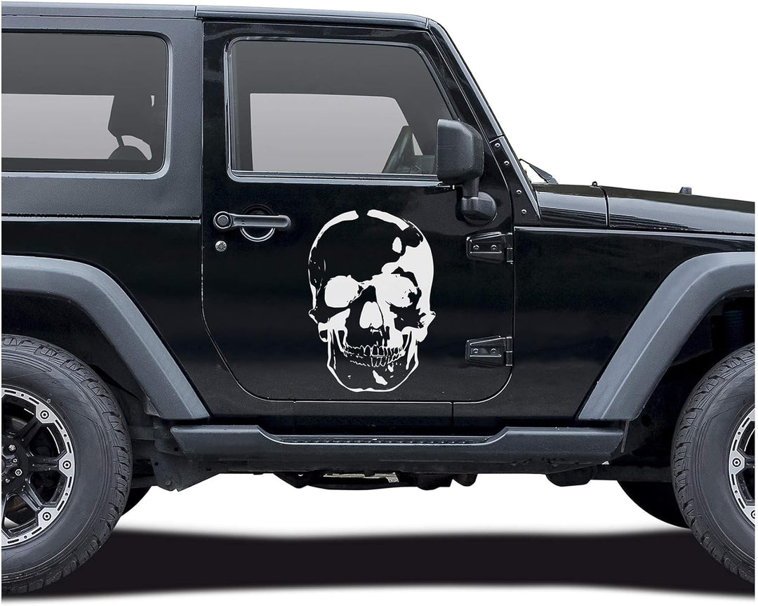 Finest Folia Totenkopf Aufkleber Sticker Auto Boot Motorrad Caravan Dekor KX026 (Weiss Matt, 80cm x