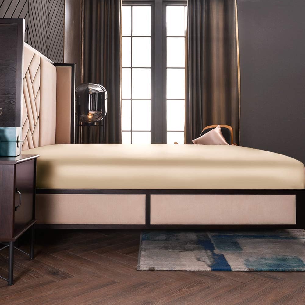 THXSILK Seide Spannbettlaken Spannbetttücher Seide Bettlaken 100% Maulbeerseide 19 Momme mit Rundumg