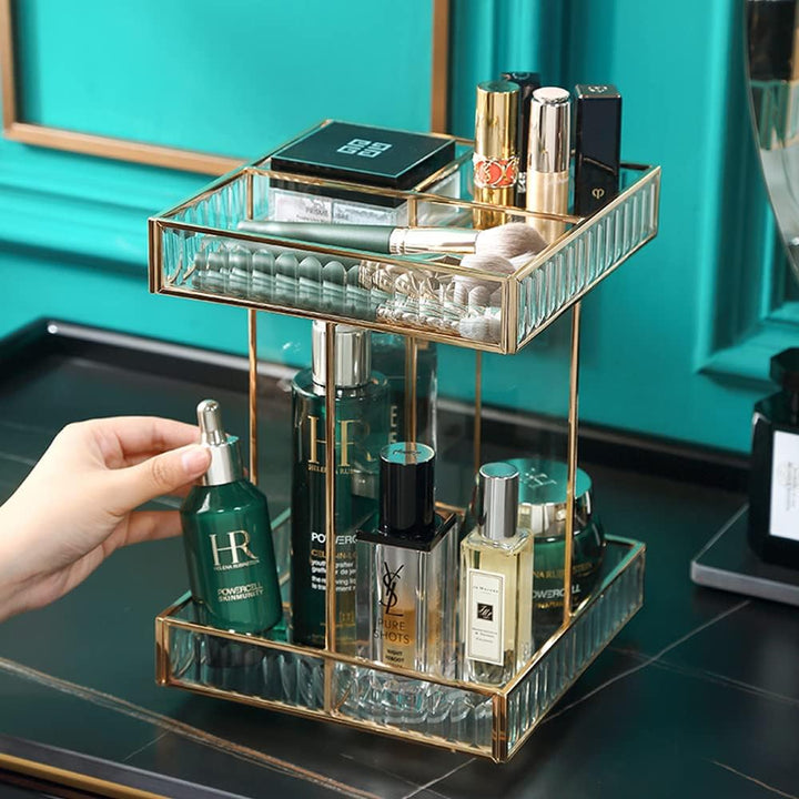 SLHEQING 360° drehbarer Kosmetik organizer, Grosse Kapazität Beauty Organizer, Glas Make Up Organize