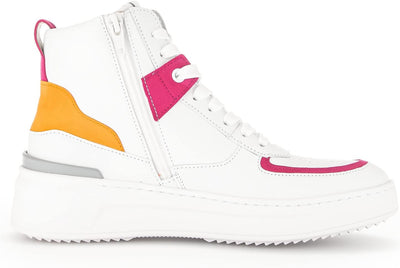 Gabor Damen High-Top Sneaker, Frauen Halbschuhe,Wechselfussbett 36 EU Weiss Pink Jelly, 36 EU Weiss