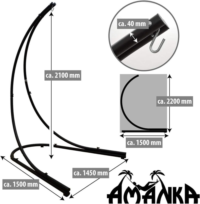 AMANKA Bis 150kg: 210cm Hängesessel Gestell Outdoor - XL Ständer für Hängesessel - Balkon Gestell fü