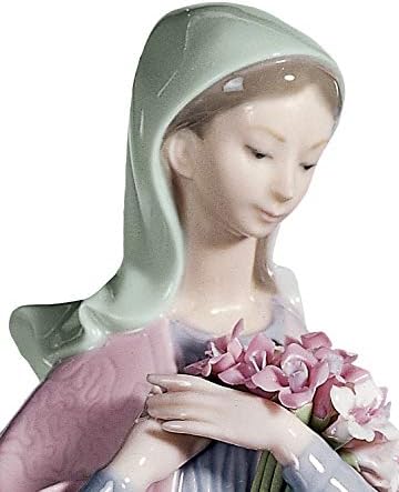 LLADRÓ Figur Maria Mit Blumen. Jungfrau Maria. Porzellan.