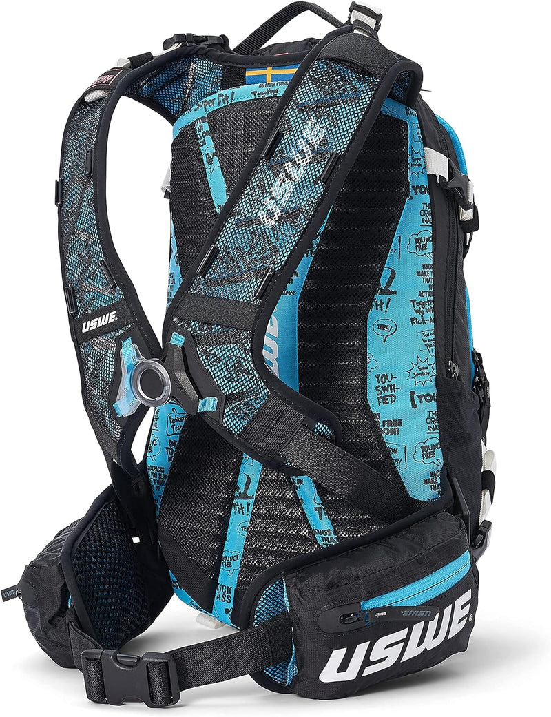 USWE Flow Rucksack mit Rückenprotektor, für Fahrrad, Mountainbike, MTB und E-MTB Flow 16 blau, Flow