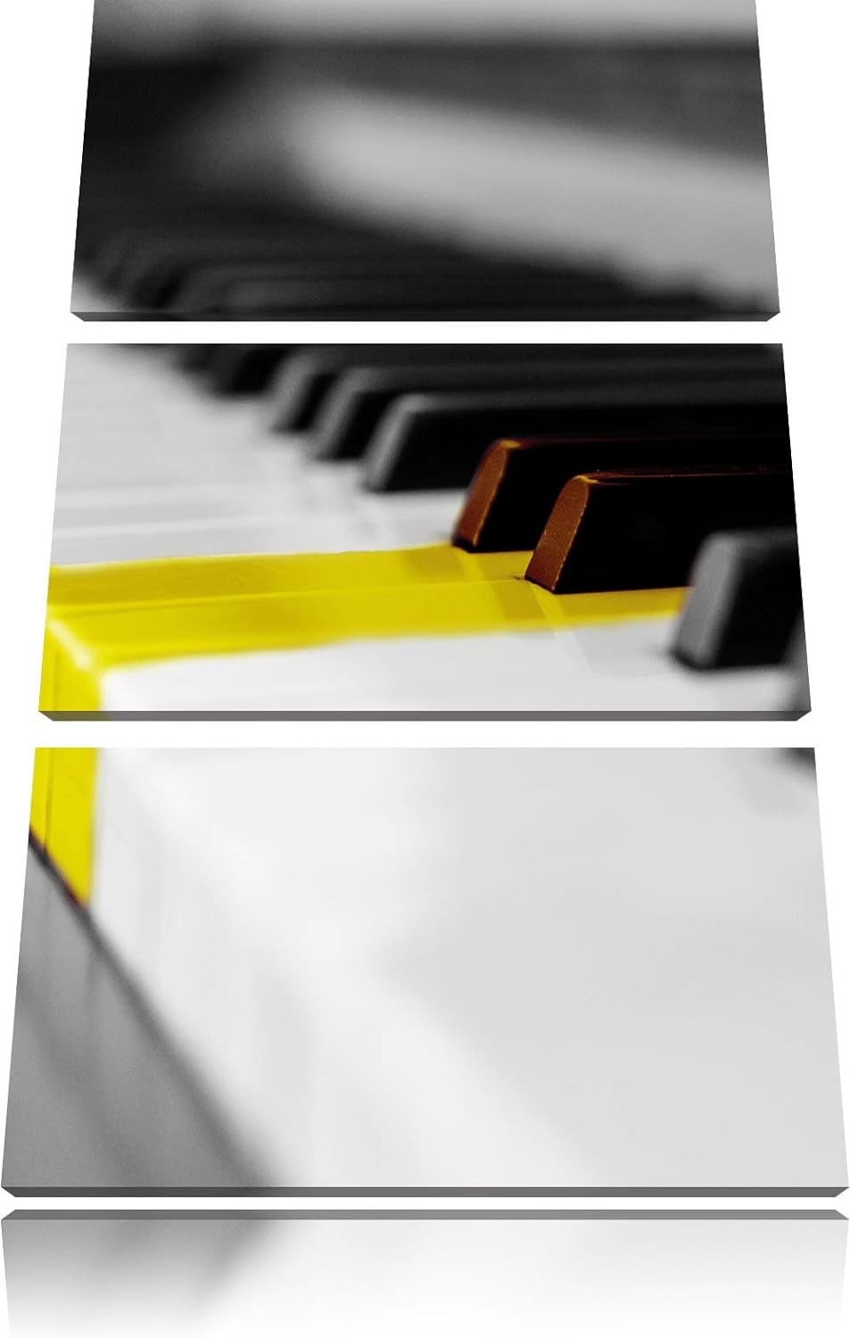 Pixxprint schönes Klavier mit gelben Tasten schwarz/weiss 3-Teiler Leinwandbild 120x80 Bild auf Lein