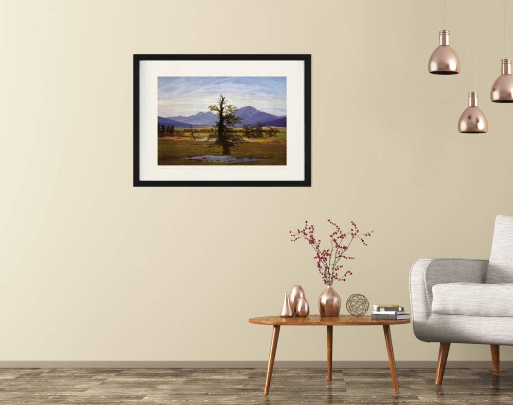 1art1 Caspar David Friedrich Poster Der Einsame Baum, 1822 Gerahmtes Bild Mit Edlem Passepartout | W