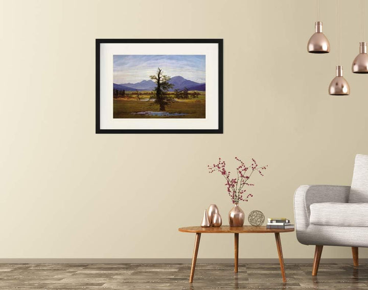 1art1 Caspar David Friedrich Poster Der Einsame Baum, 1822 Gerahmtes Bild Mit Edlem Passepartout | W