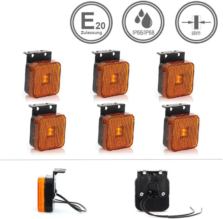 LED-MARTIN® 6er Sparset SU7 Umrissleuchte - inkl. Halter - gelb/orange - zugelassen für den Strassen