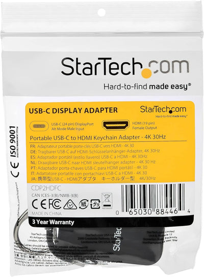 StarTech.com USB-C auf HDMI Adapter (4K 30Hz, handlich, USB 3.1 Typ-C-Videokonverter, mit Flex-Kabel