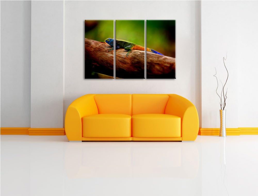 Dark farbenfrohe Eidechse NewArt 3-Teiler Leinwandbild 120x80 Bild auf Leinwand, XXL riesige Bilder
