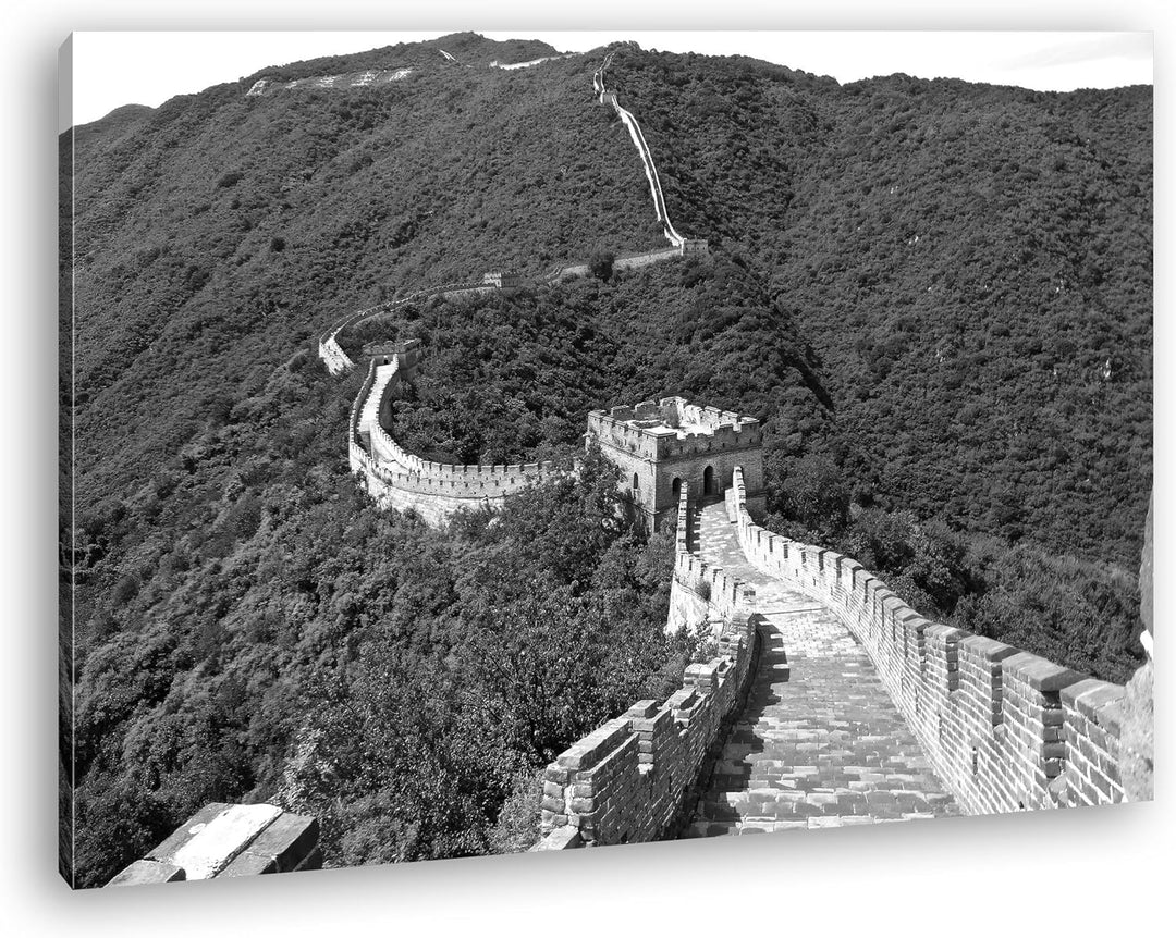 deyoli Chinesische Mauer Effekt: Schwarz/Weiss Format: 80x60 als Leinwandbild, Motiv fertig gerahmt