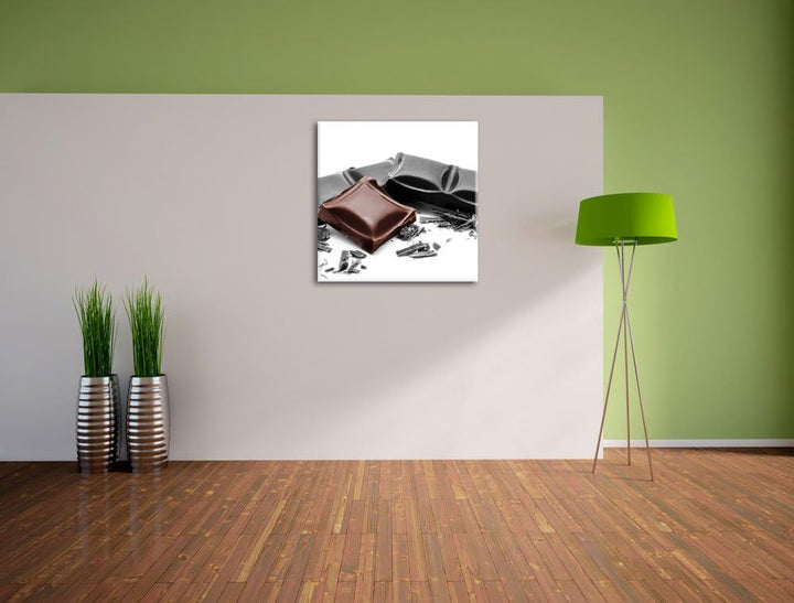 Pixxprint leckere Tafel Schokolade als Leinwandbild | Grösse: 70x70 cm | Wandbild | Kunstdruck | fer