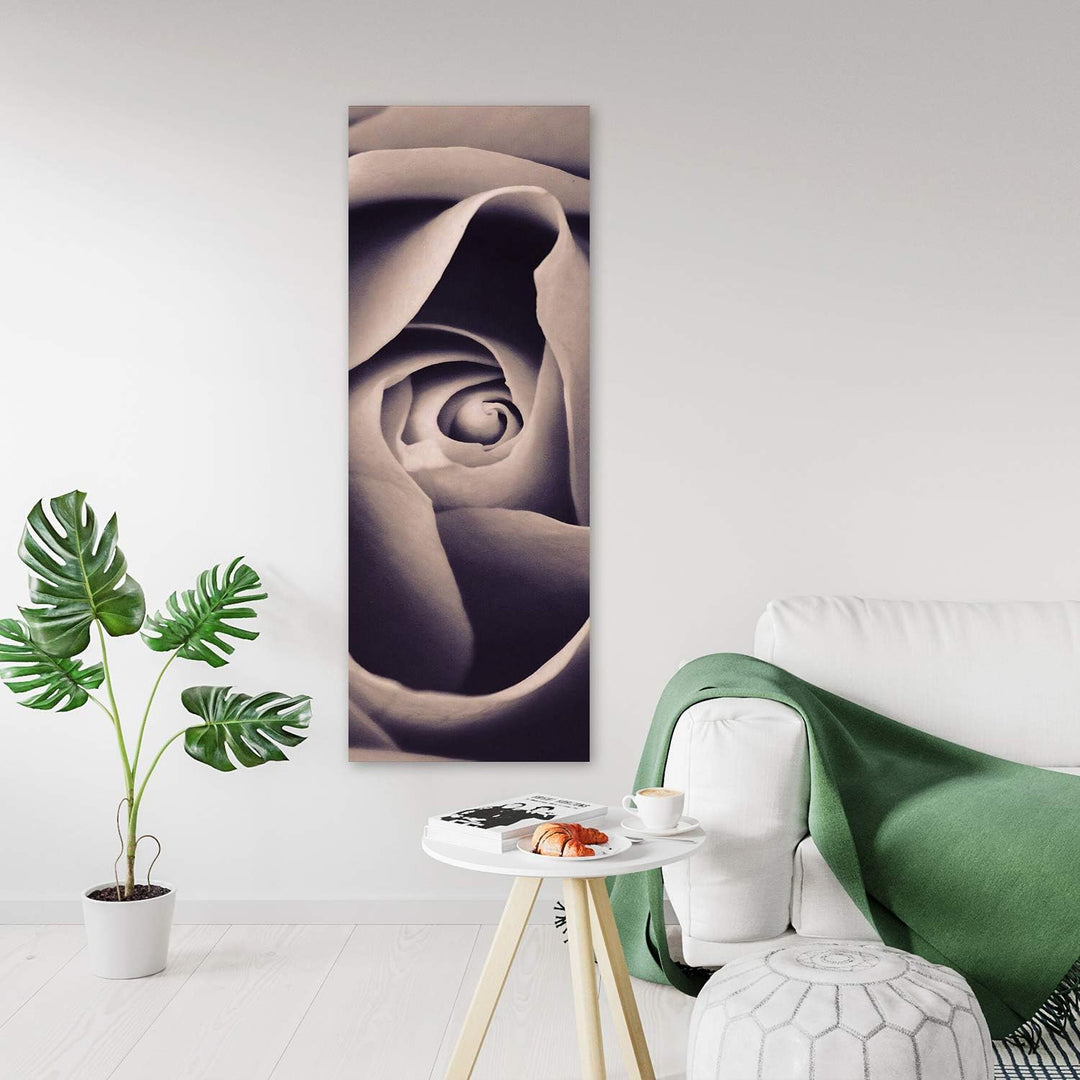 Leinwandbild XXL Rose Wandbild Kunst Natur Beige 60x150 cm Leinwandbild 60x150 cm Beige_a, Leinwandb