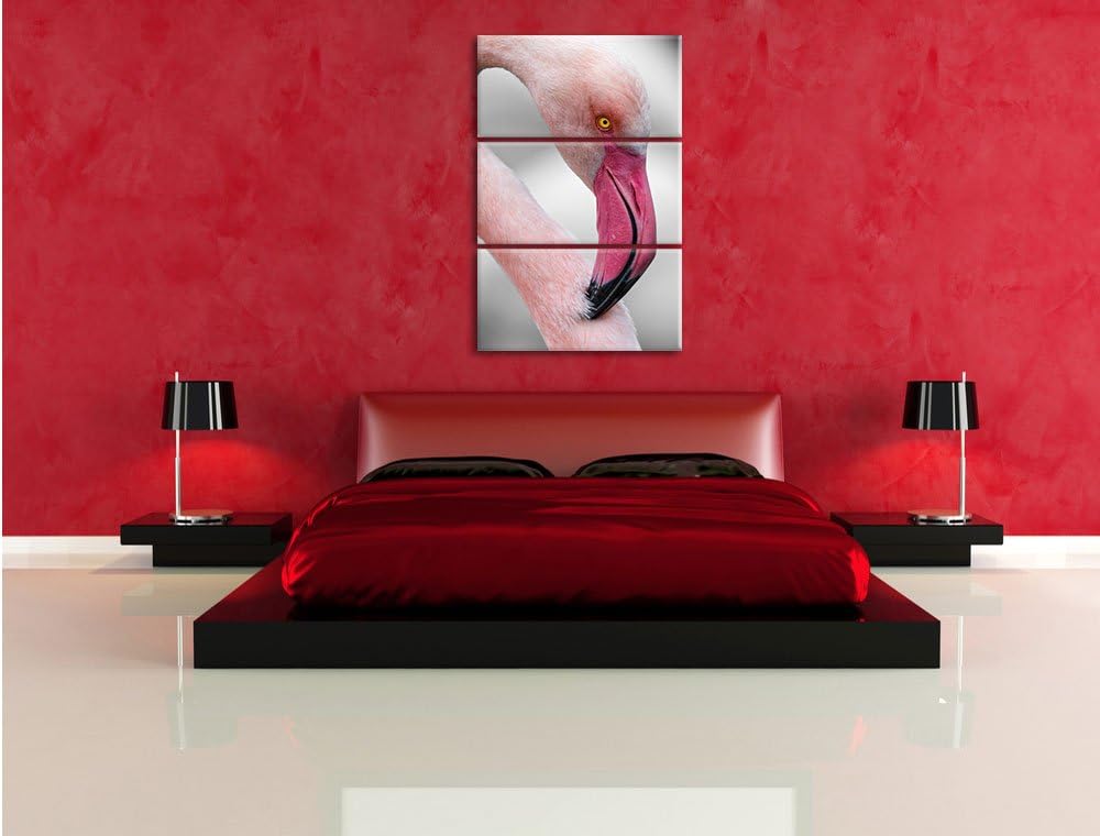 Pixxprint prächtiger Flamingo als Leinwandbild/Grösse: 3 Teilig (120x80) / Wandbild/Kunstdruck/ferti