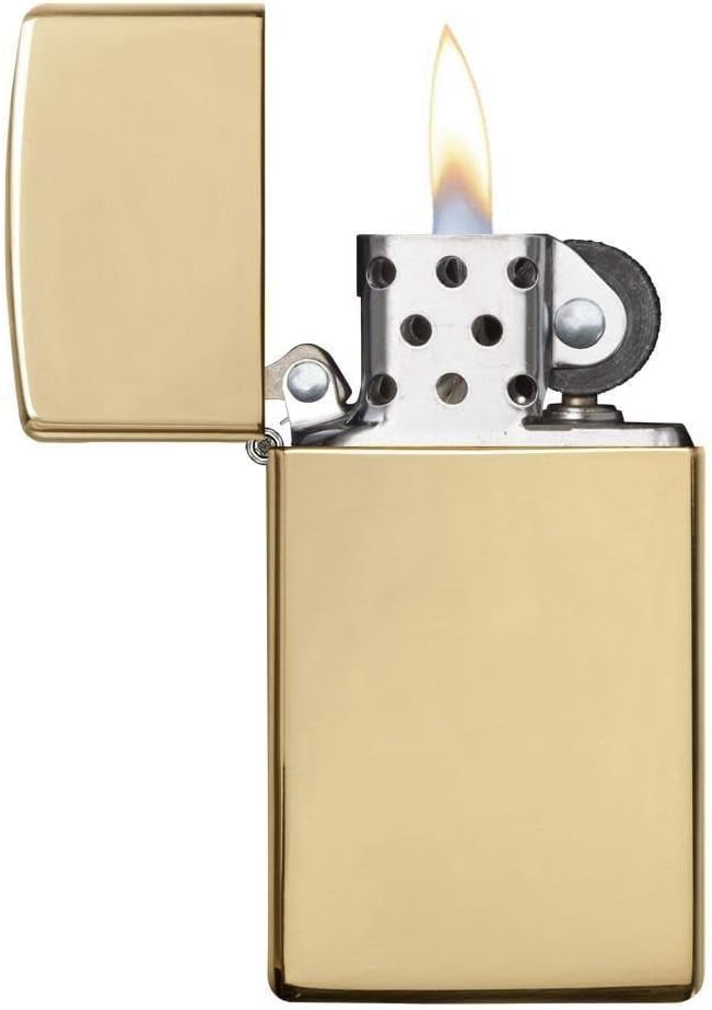 Zippo 1654B Feuerzeug 60001177 Polished Slim Benzinfeuerzeug, Messing, Brass high Polish, 1 x 3,5 x