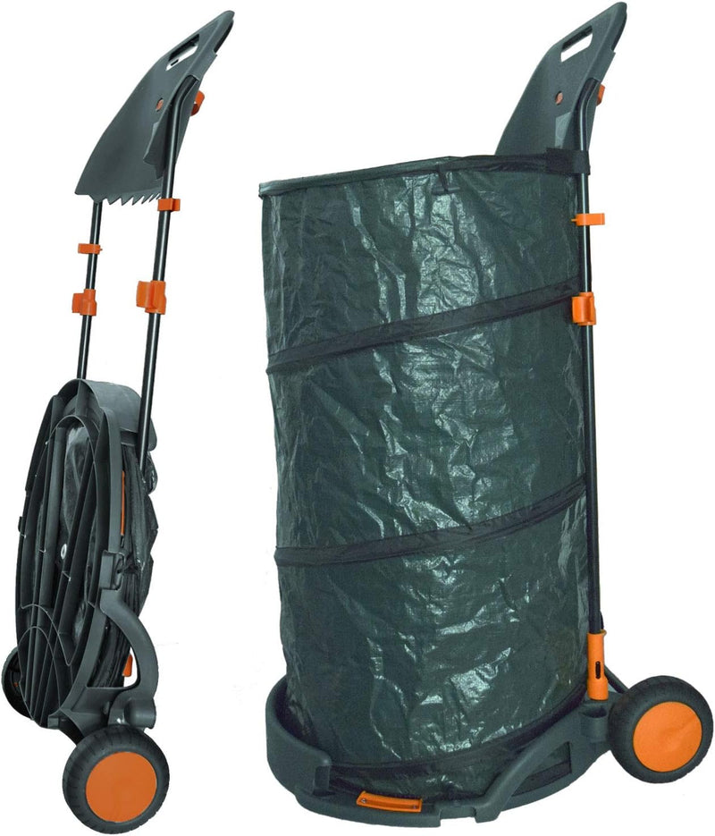 Agora-Tec® Laubsack/Gartensack 160l selbstaufstellend fahrbar mit Rädern und faltbahr inkl. Halterun