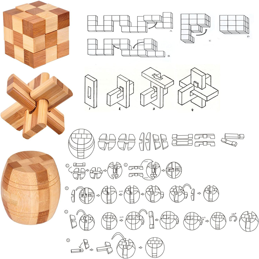 Holzsammlung 9 Stück Knobelspiele Holz, Geschicklichkeitsspiel Holz, Logikspiele IQ Spiele Geduldspi