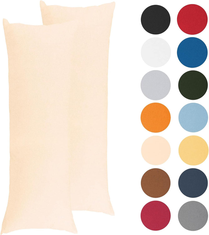 CelinaTex BeBasic Kissenbezug Doppelpack XXL 40 x 200 cm Natur Mikrofaser Seitenschläferkissen Bezug