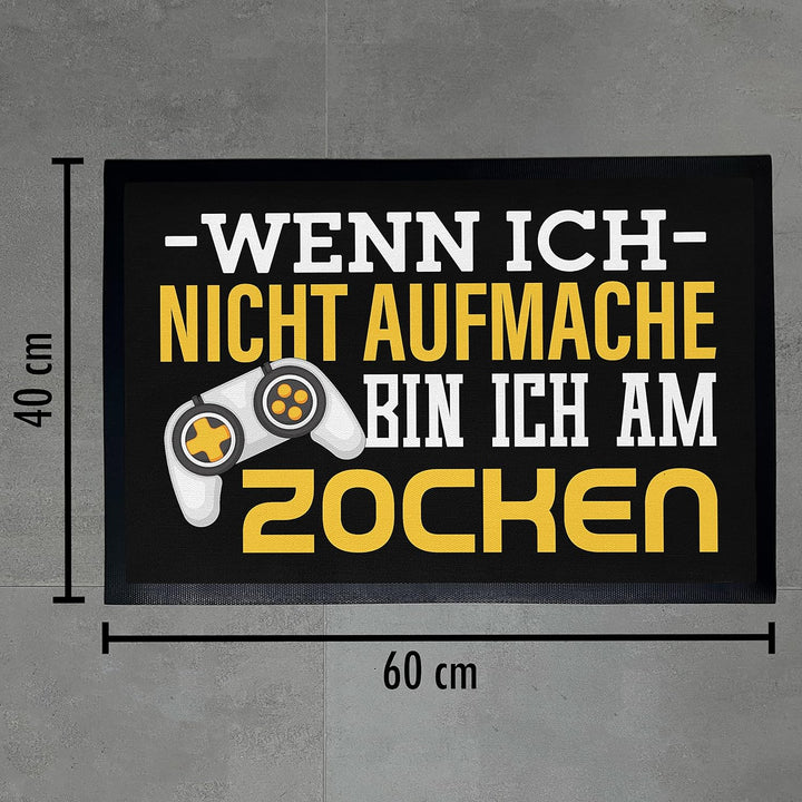 Trendation - Gamer Zocker Fussmatte Geschenk Wenn Ich Nicht Aufmache Bin Ich Am Zocken Lustig 60x40