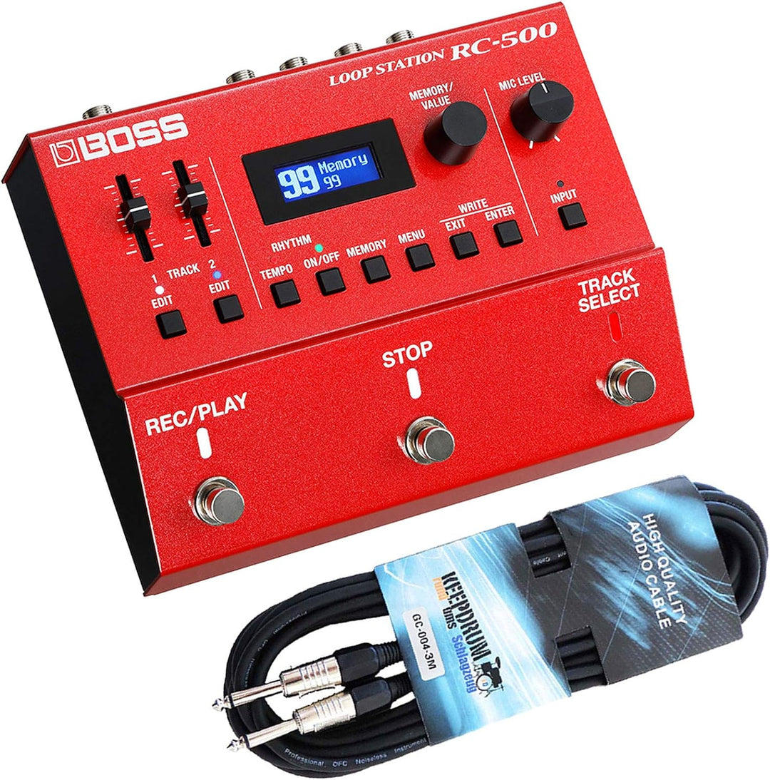 Boss RC-500 Loop Station Looper Pedal + keepdrum Gitarrenkabel 3m