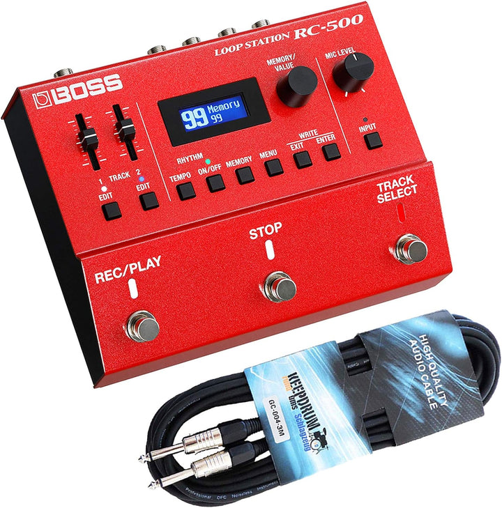 Boss RC-500 Loop Station Looper Pedal + keepdrum Gitarrenkabel 3m
