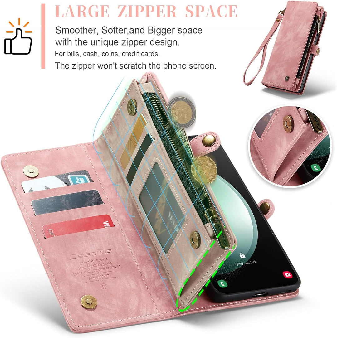 UFinetech für Samsung S23 FE Hülle, Stossfest Kartenfach Magnetisch Abnehmbare Tasche für Samsung Ga