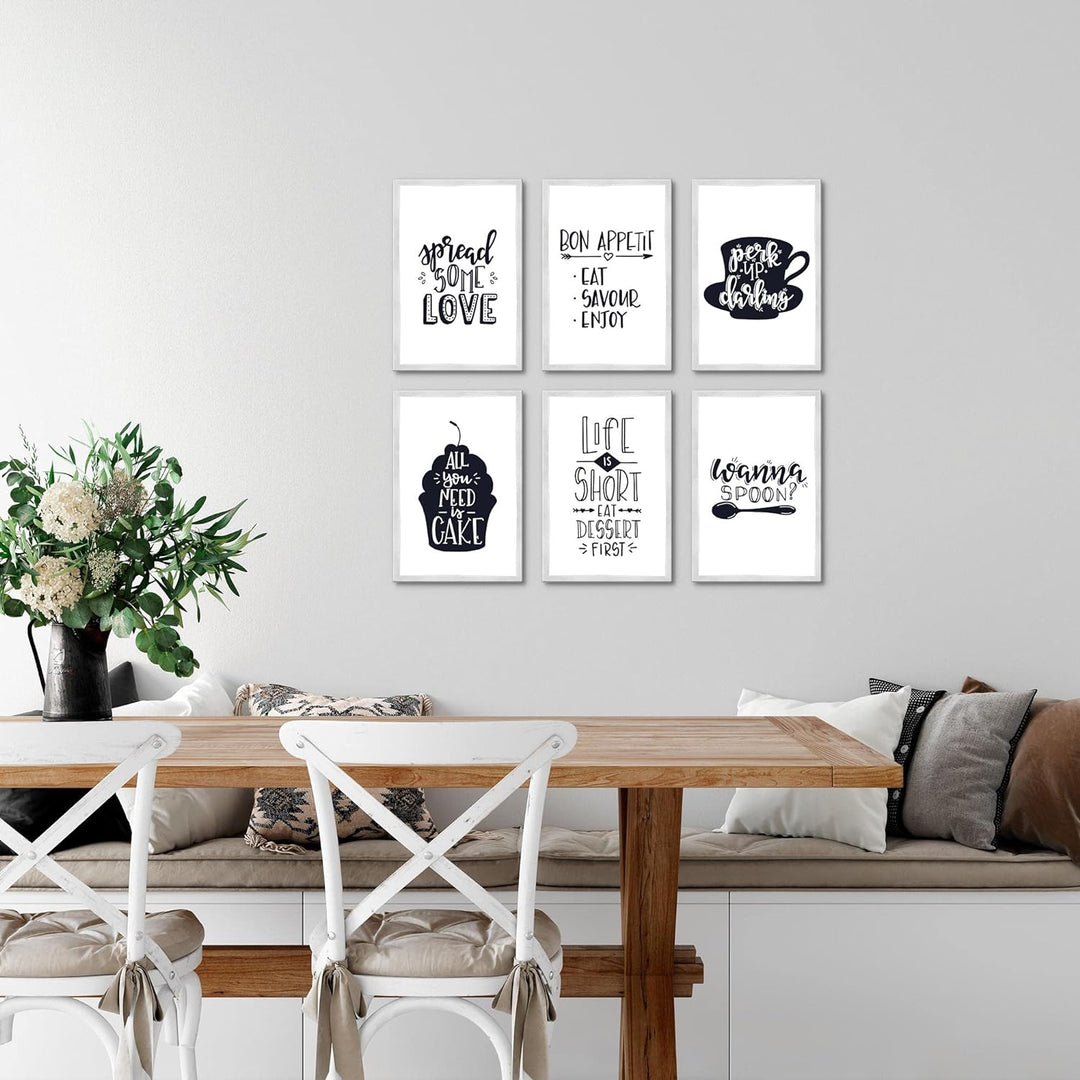 Novart Wandbilder Set - KOMPLETT AUFHÄNGFERTIG - Made in Germany - Moderne Bilder Küche Esszimmer Kü