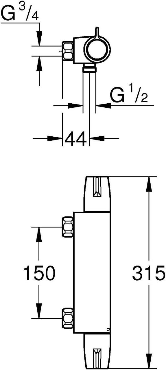 Grohe Grohtherm Special Thermostat-Brausebatterie ohne S-Anschlüsse, 1 Stück, 34681000 Brausearmatur