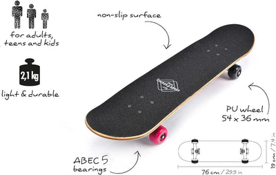 meteor Holz Skateboard Kinder - Mini Cruiser Kickboard - Skateboard mädchen Rollen Board - hohe Qual