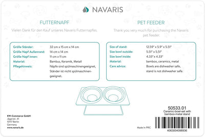 Navaris Futternapf Trinknapf Set mit Halterung - 2X Fressnapf aus Keramik - erhöhte Futterstation au